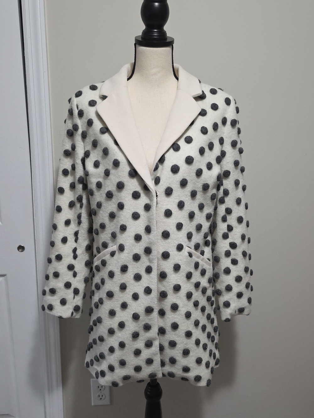 Modcloth Salient 3D Polks Dot Wool Blend Coat Jacket Medium